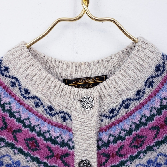 Vintage 1980s Eddie Bauer Fair Isle Nordic Wool Blend Sweater Size Medium - Picture 6 of 9